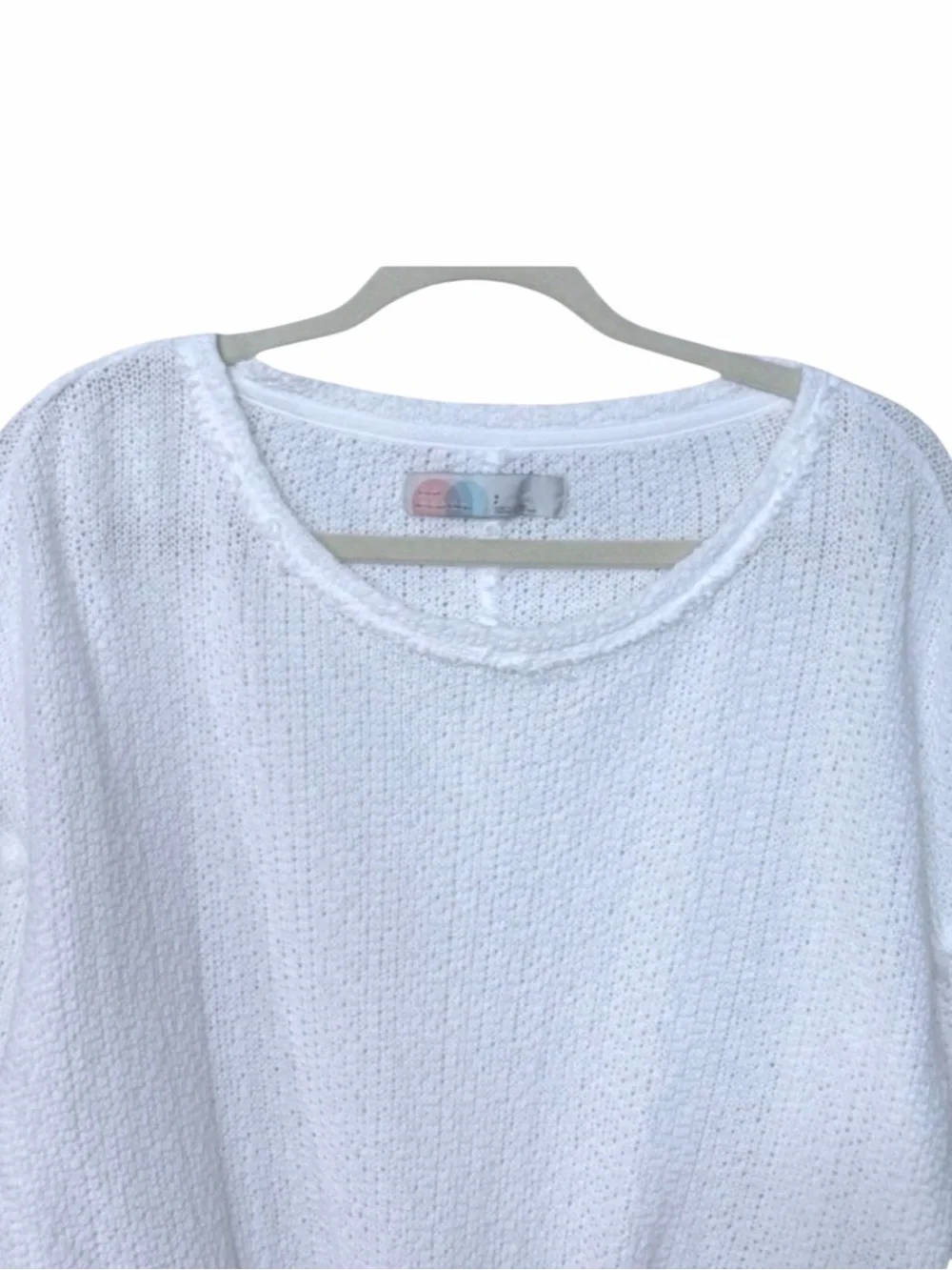 Free People Beach 100% Cotton Open Knit Top Long Sleeve Tie Front Sweater